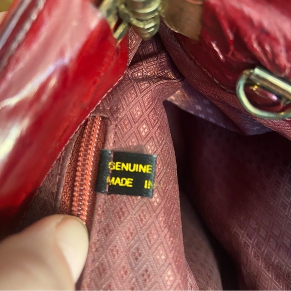 Vintage‎  red eel skin clutch crossbody purse - Picture 6 of 13